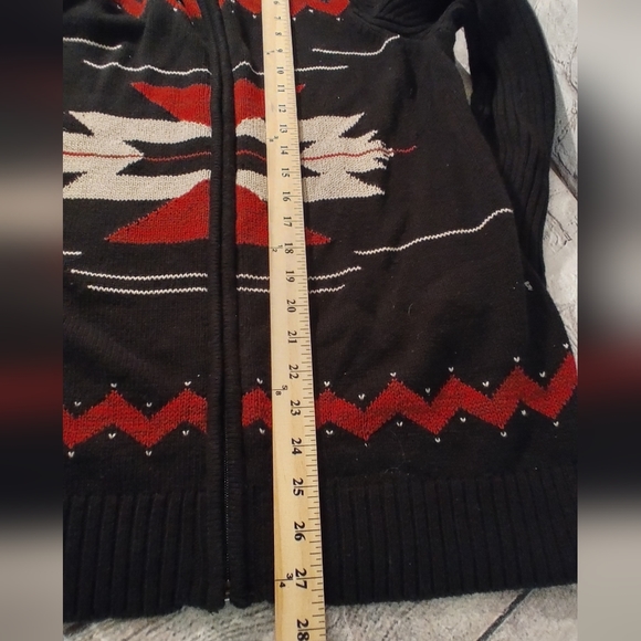 Chaps Womens Aztec Print Black Full Zip Sweater Jacket XL - Picture 5 of 15